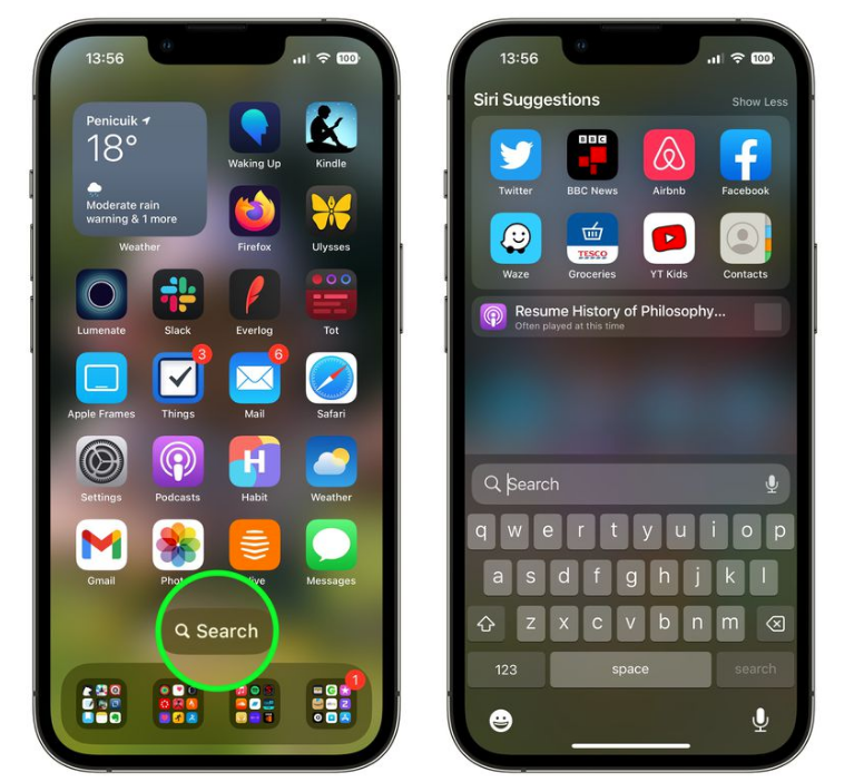 龙沙苹果手机维修分享升级到 iOS 16 后，如何删除主屏幕上的搜索按钮 