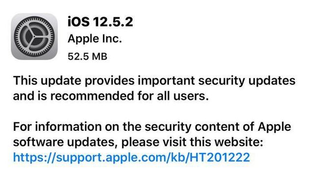龙沙苹果手机维修分享iOS12.5.2发布，建议所有老苹果用户安装 